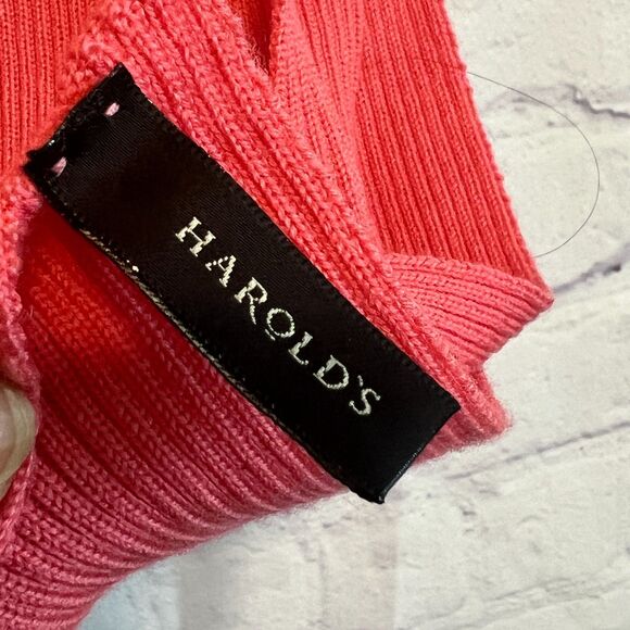 Vintage Harold's Scarf Wool Ribbed Rectangular 60x10" made in Italy Pink Scarave - Picture 5 of 6